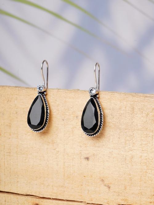 black & silver toned classic design crystal drop earrings - 22014472 - Standard Image - 0