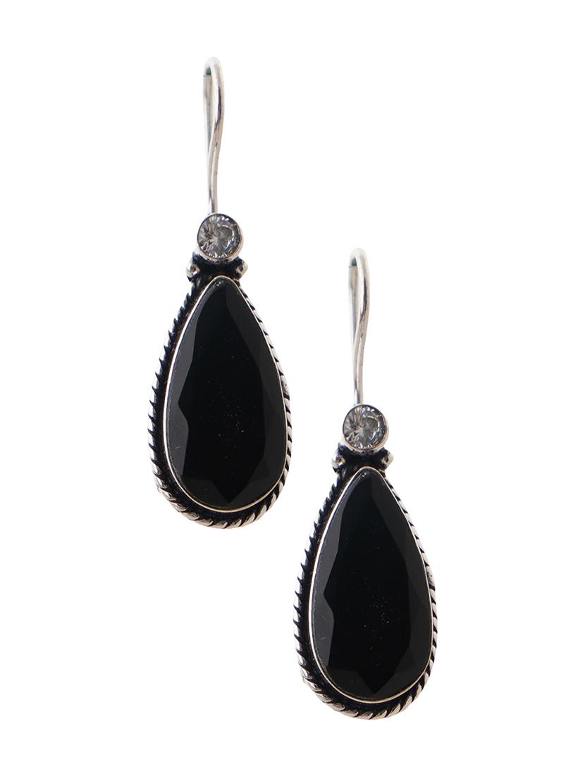 black & silver toned classic design crystal drop earrings - 22014472 - Standard Image - 1