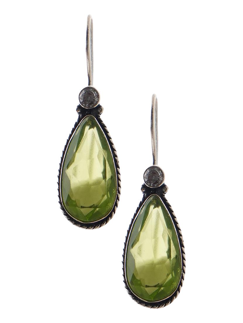 green & silver toned classic design crystal drop earrings - 22014477 -  Standard Image - 1