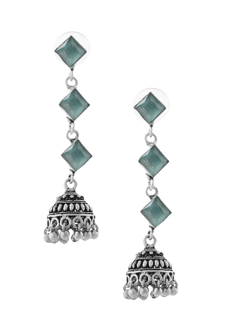 metalic & silver toned classic design crystal drop jhumki - 22014487 -  Standard Image - 1