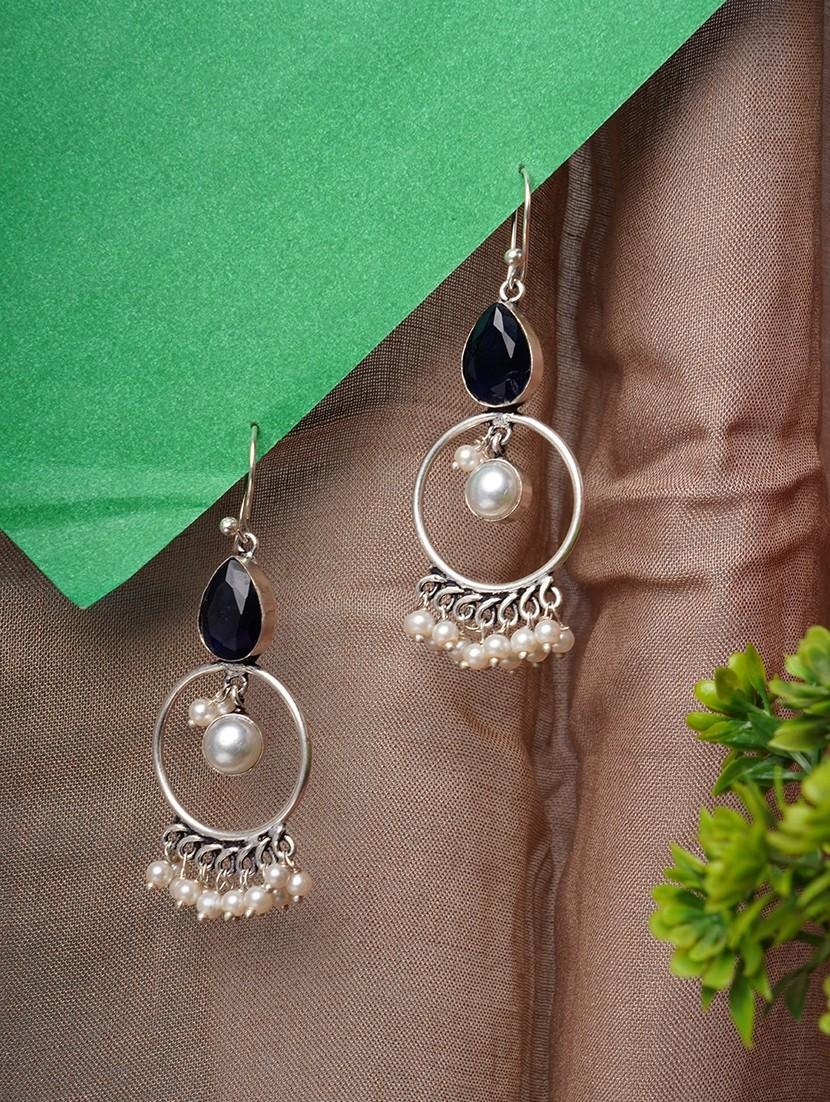crystals studded and beaded circular drop earrings - 22014493 -  Zoom Image - 0