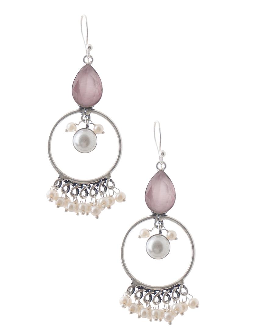 crystals studded and beaded circular drop earrings - 22014498 -  Standard Image - 1