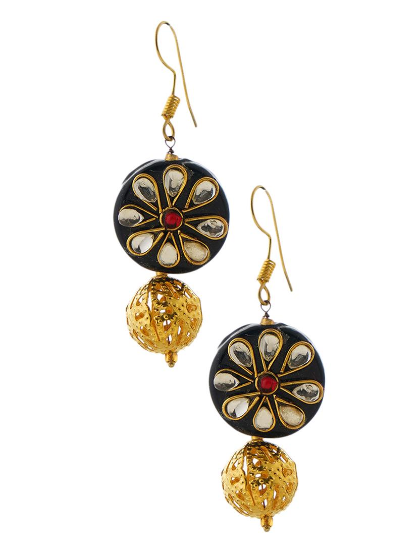 vinatge gold & black classic design drop stylish earrings - 22014515 - Standard Image - 1