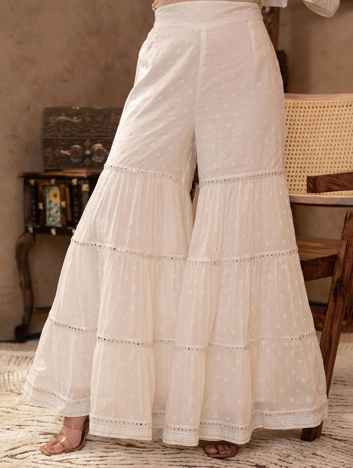 women three quarter sleeve kurta sharara with dupatta set - 22014572 - Standard Image - 4