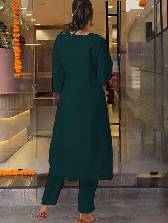 women embroidered three quarter sleeve kurta pant with dupatta set - 22014608 - Standard Image - 4