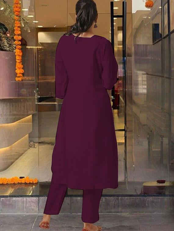 women embroidered three quarter sleeve kurta pant with dupatta set - 22014609 - Standard Image - 4