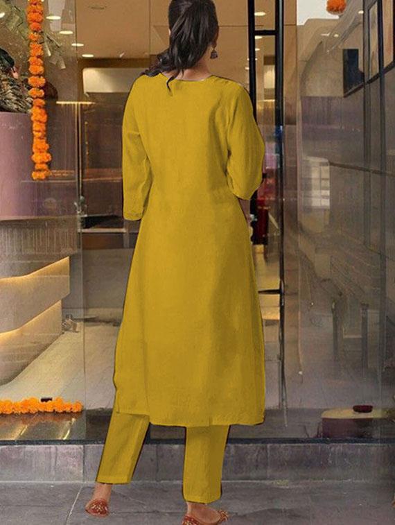 women embroidered three quarter sleeve kurta pant with dupatta set - 22014610 - Standard Image - 4