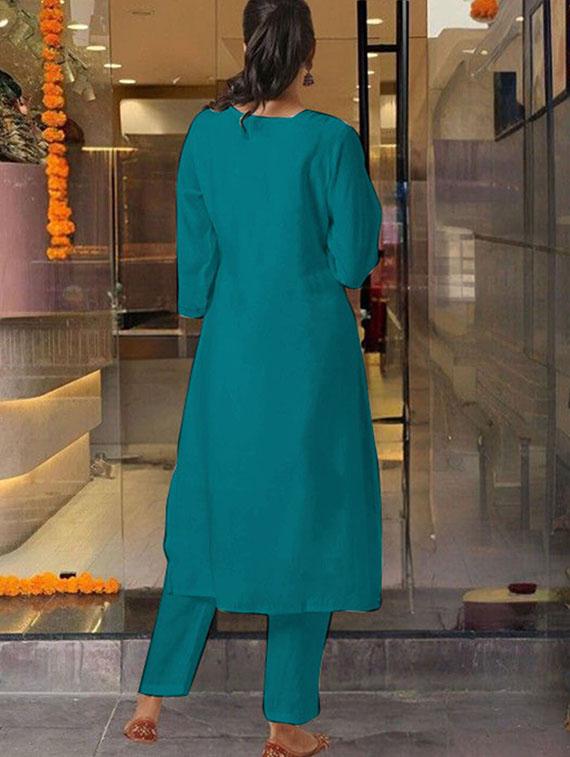 women embroidered three quarter sleeve kurta pant with dupatta set - 22014611 - Standard Image - 4