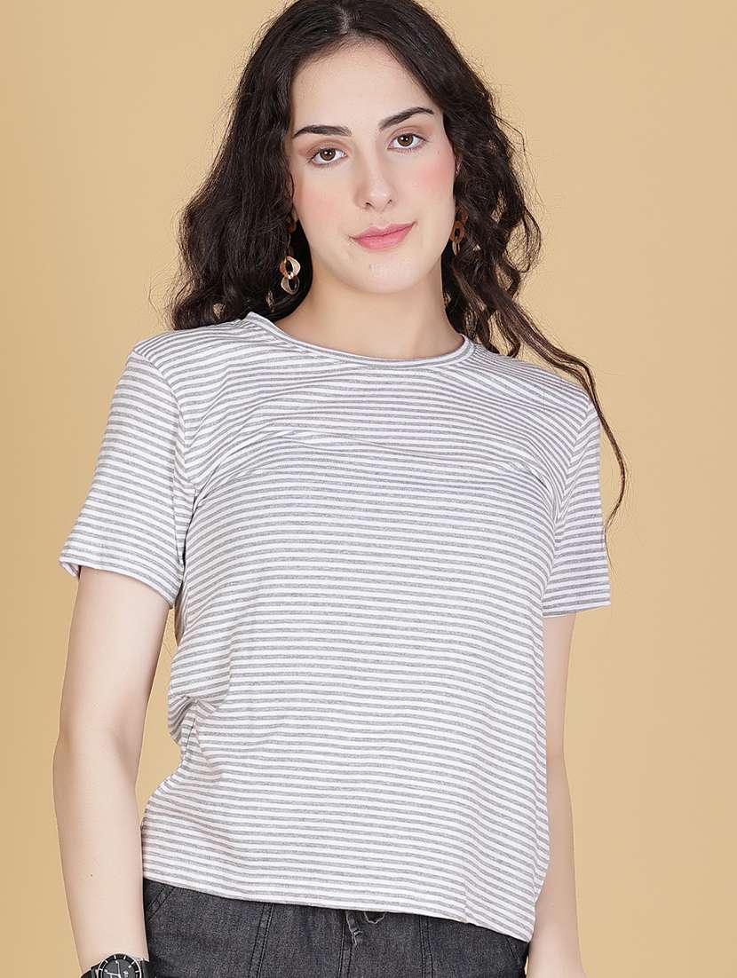 grey melange cotton regular tshirt