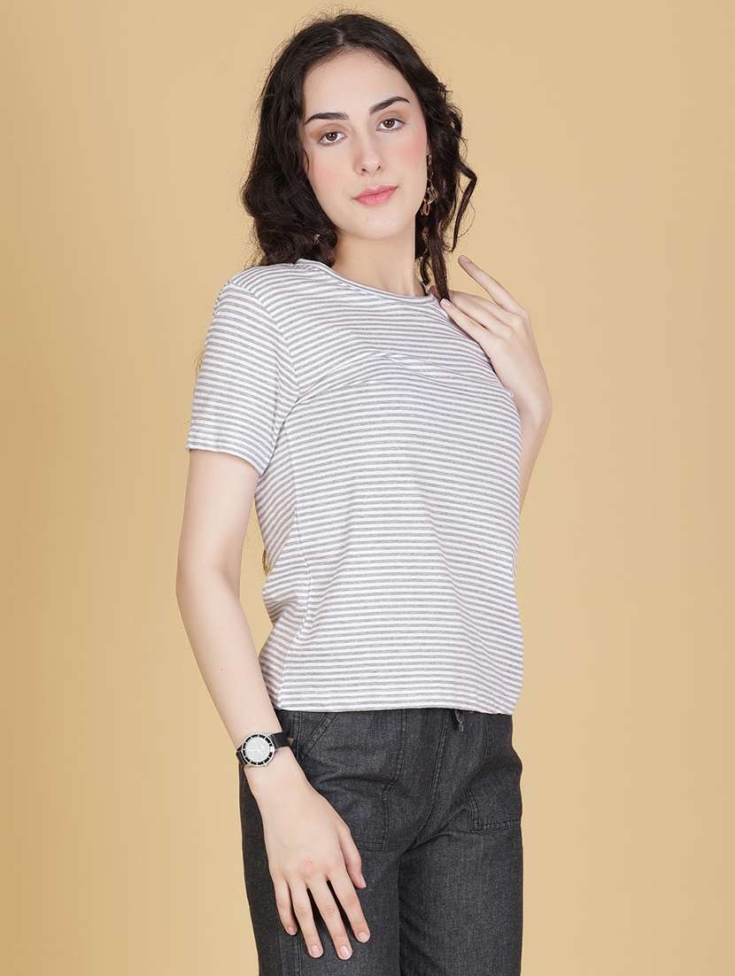 grey melange cotton regular tshirt - 22014614 -  Standard Image - 1