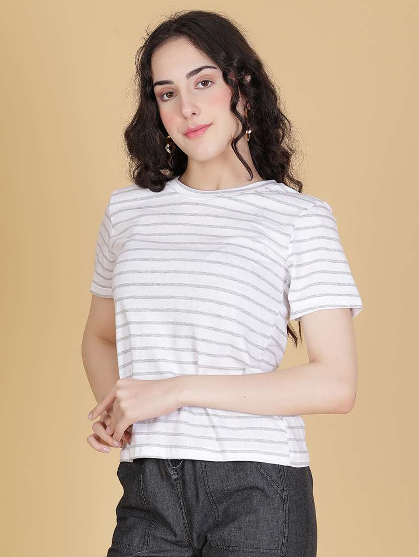 grey melange cotton regular tshirt - 22014618 -  Standard Image - 1