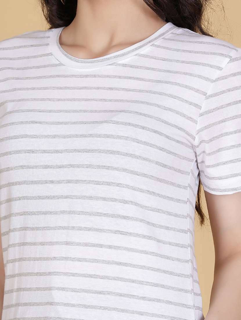 grey melange cotton regular tshirt - 22014618 -  Standard Image - 4