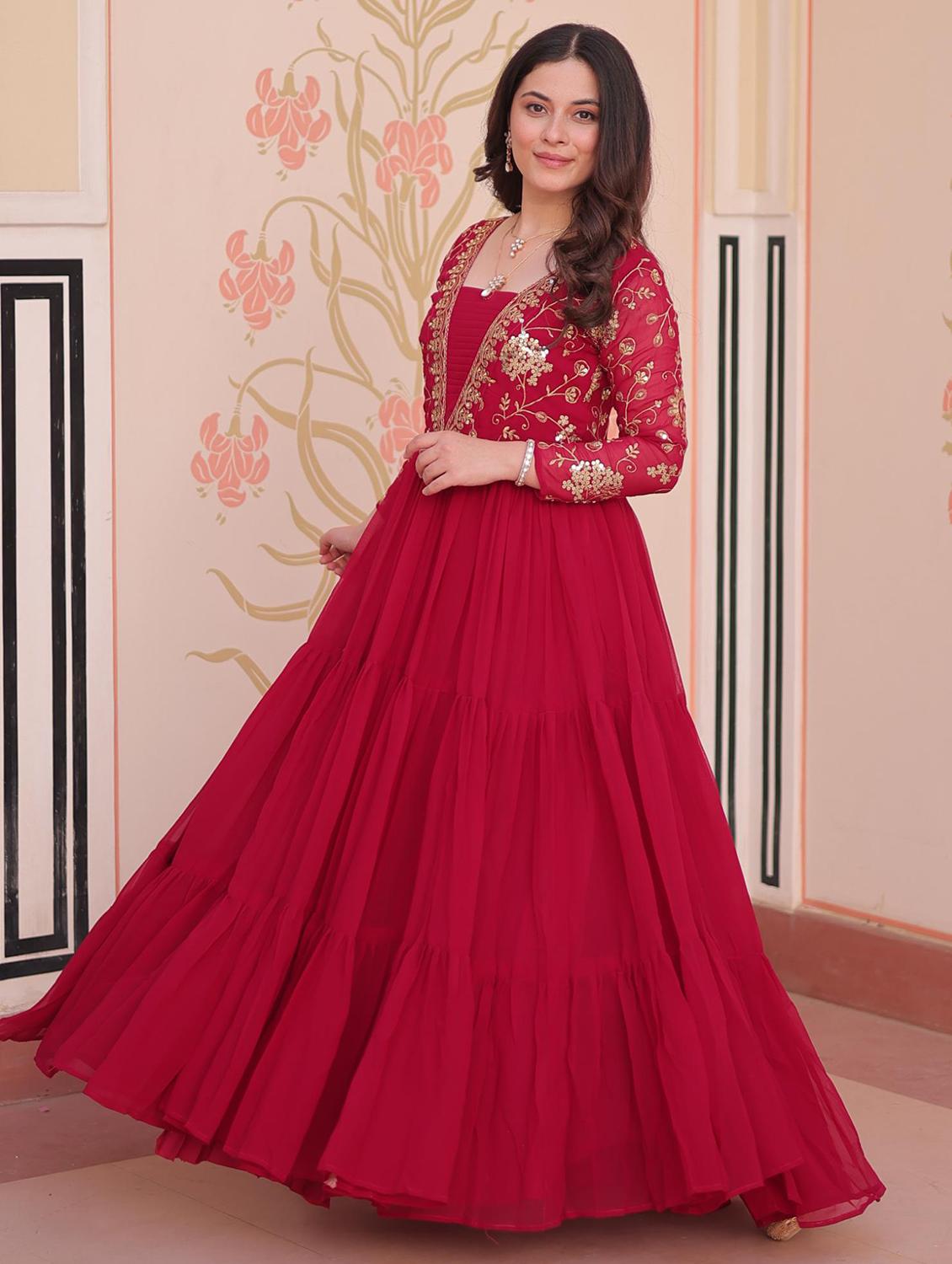 women solid with work square neck tiered ethnic dress - 22014723 - Standard Image - 1
