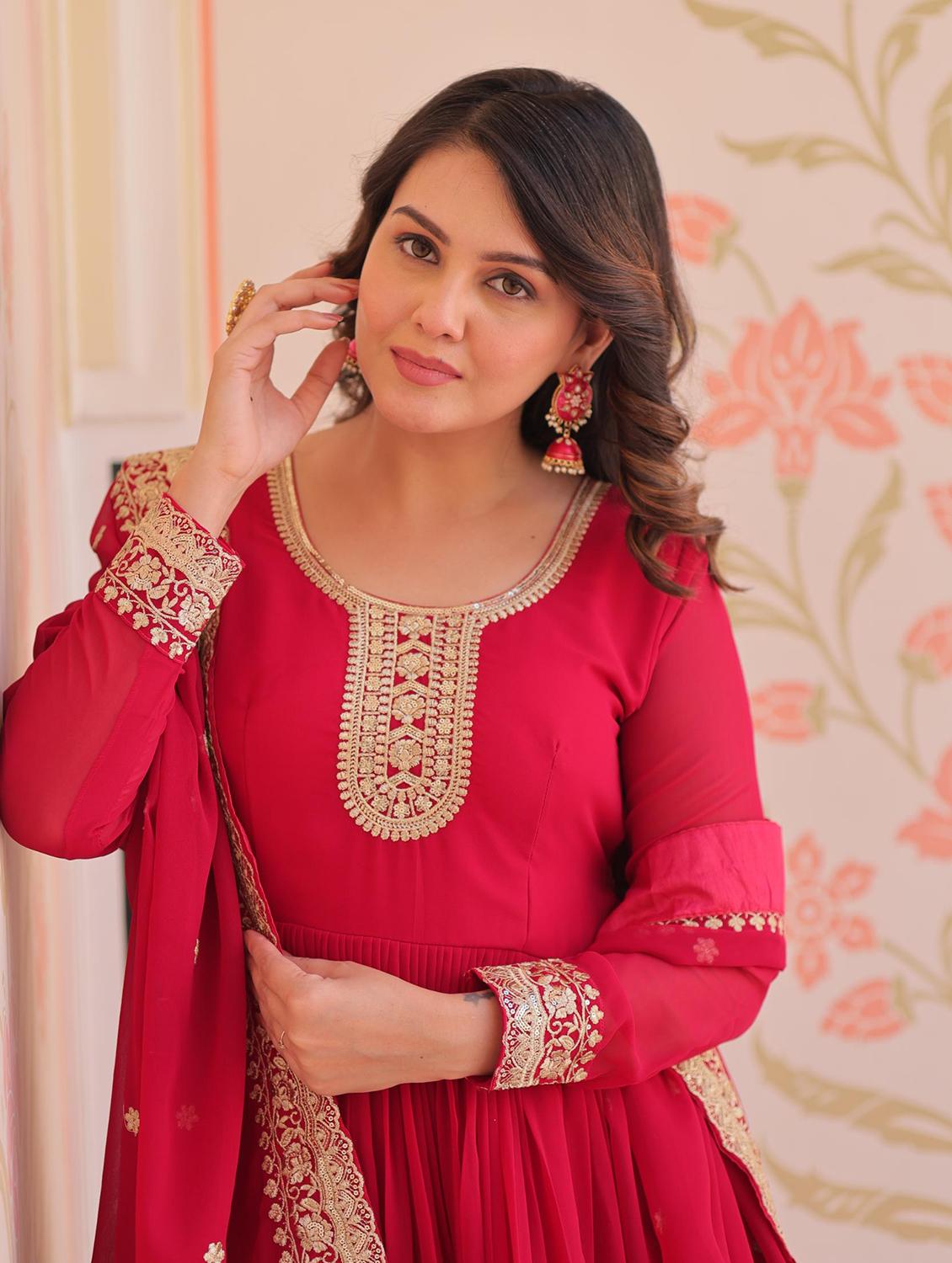 women embroidered long sleeve anarkali kurta dupatta set - 22014727 - Standard Image - 4