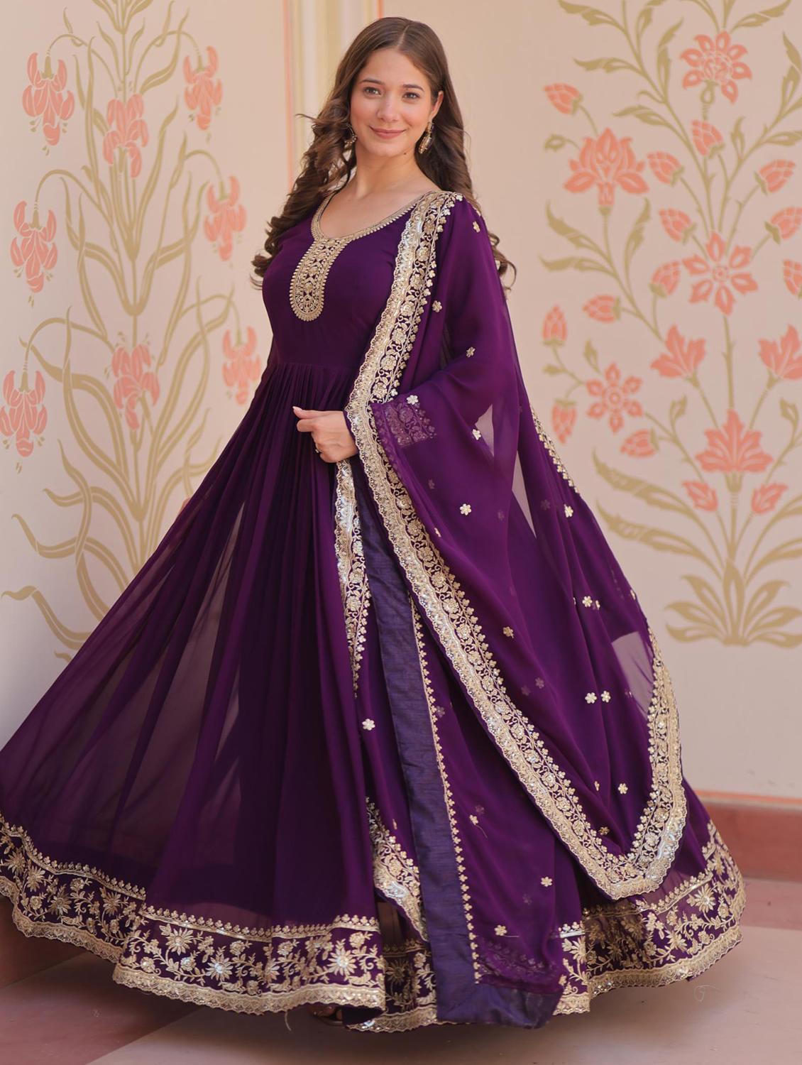 women embroidered long sleeve anarkali kurta dupatta set - 22014728 -  Standard Image - 1