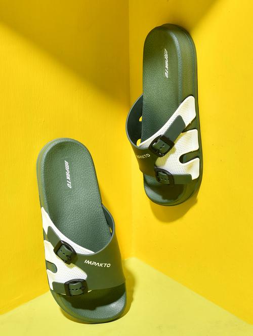 men olive slip on slider - 22016033 - Standard Image - 0