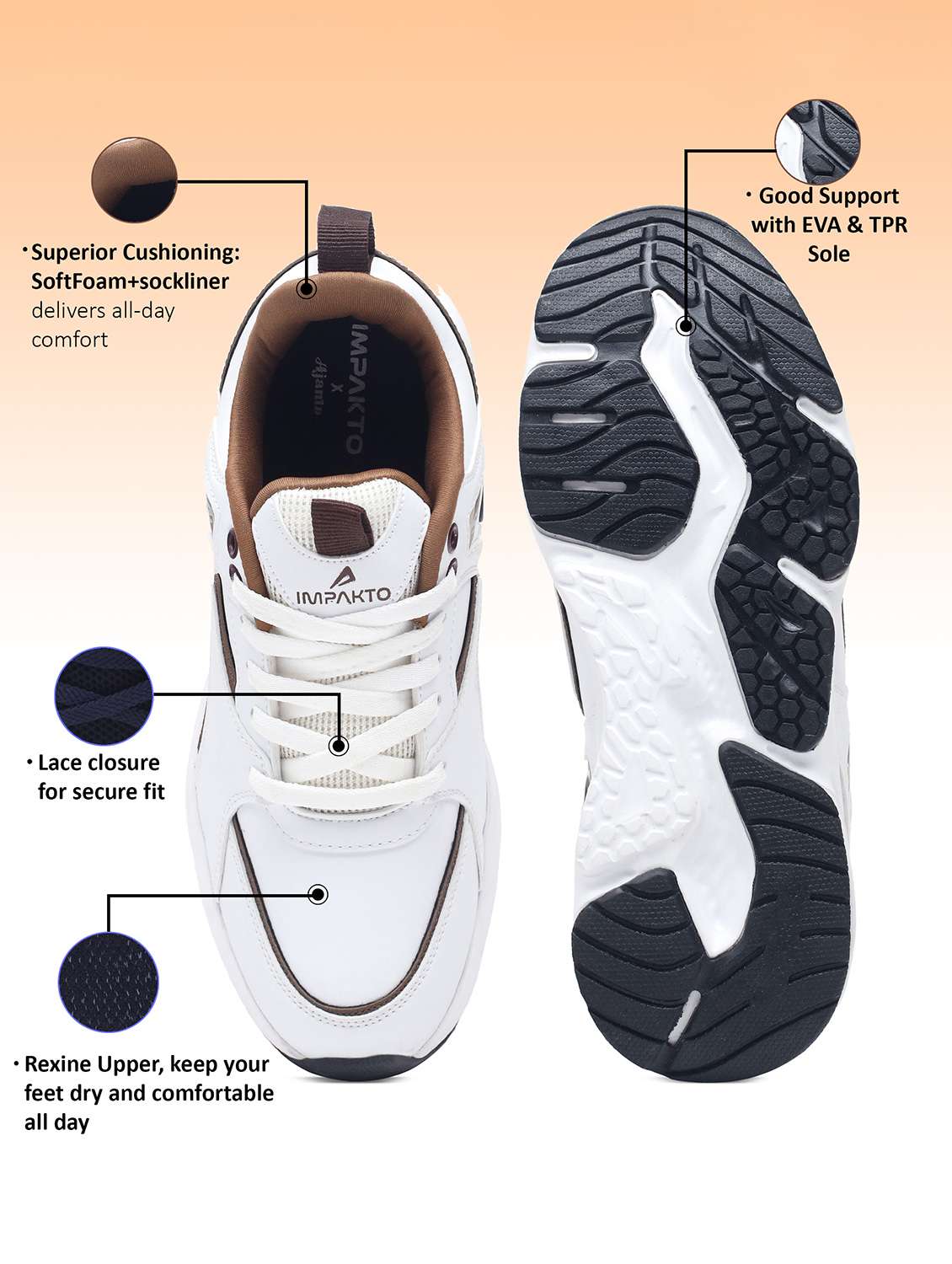 men white lace up sport shoe - 22016138 - Standard Image - 4