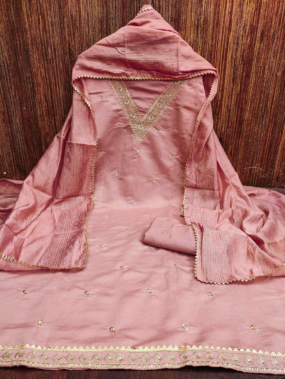 women solid with work embroidered unstitched suit set - 22016376 -  Standard Image - 1