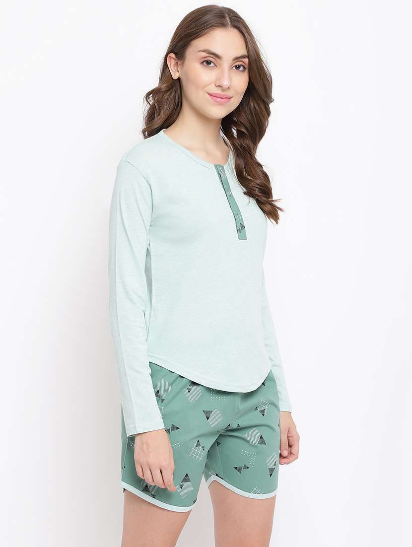 women printed nightwear shorts set - 22016379 -  Standard Image - 1