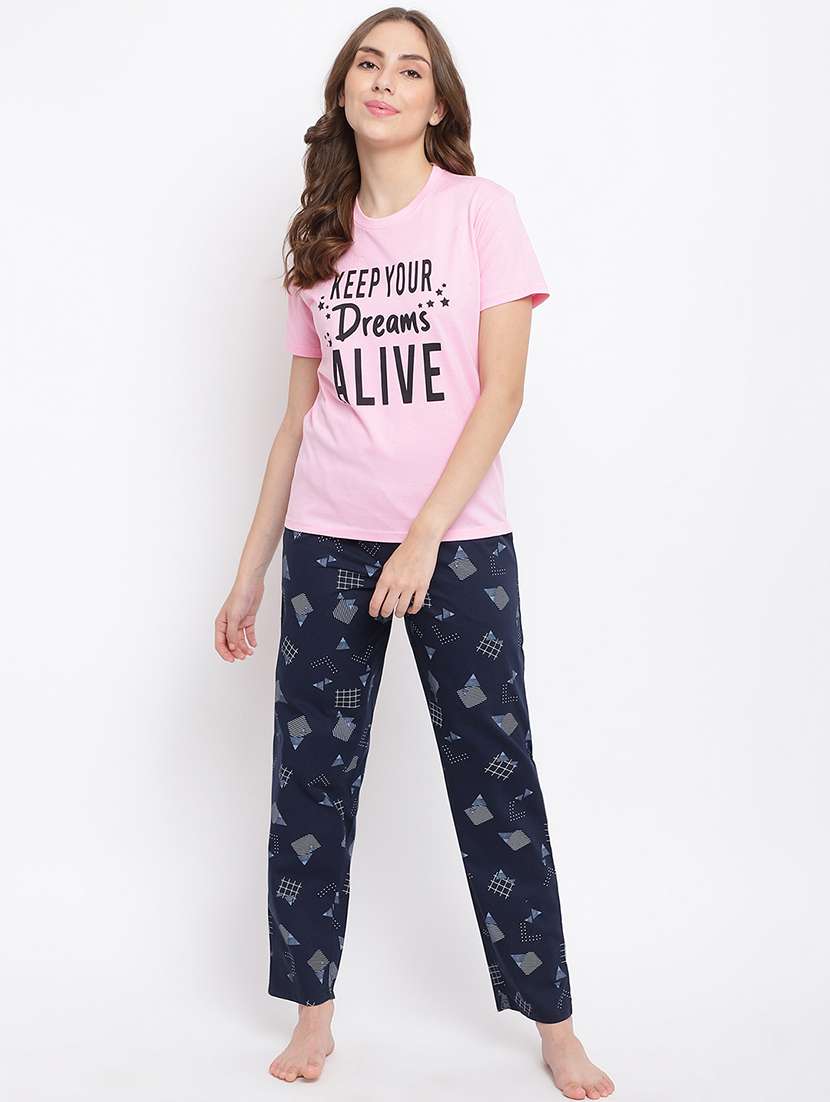 women printed nightwear pyjama set - 22016384 -  Standard Image - 1