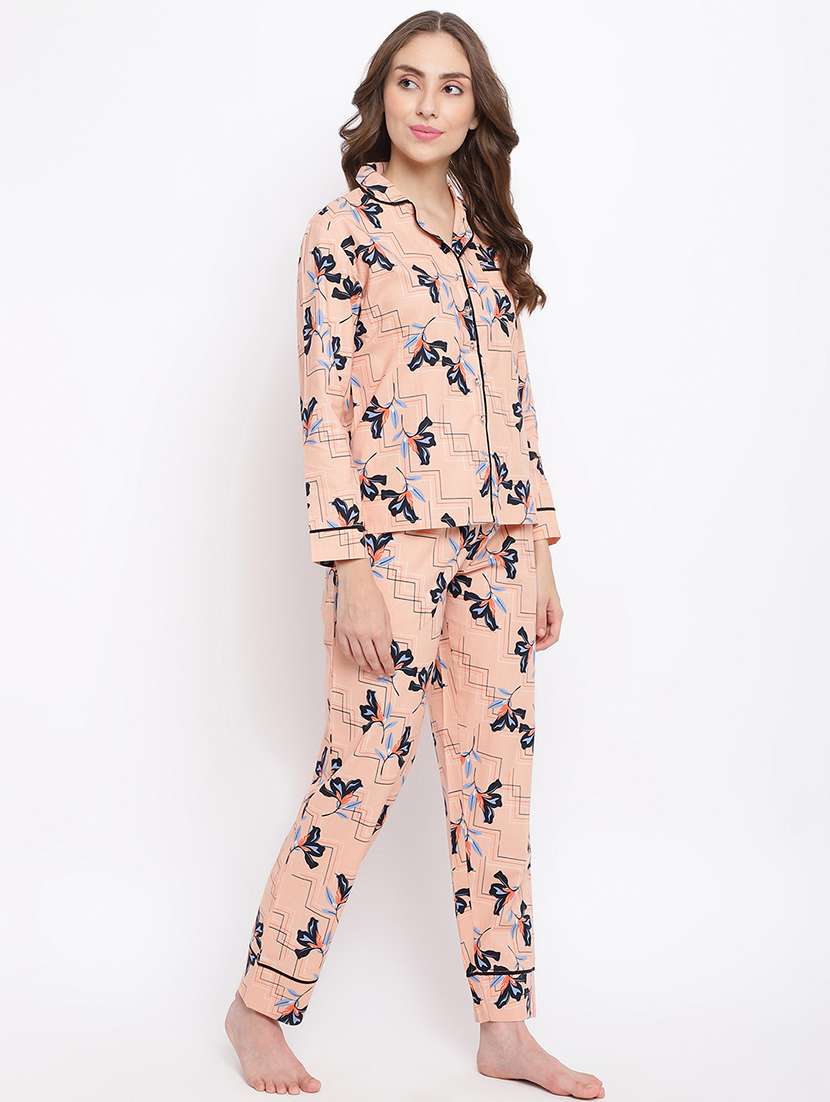 women printed nightwear pyjama set - 22016390 -  Standard Image - 1