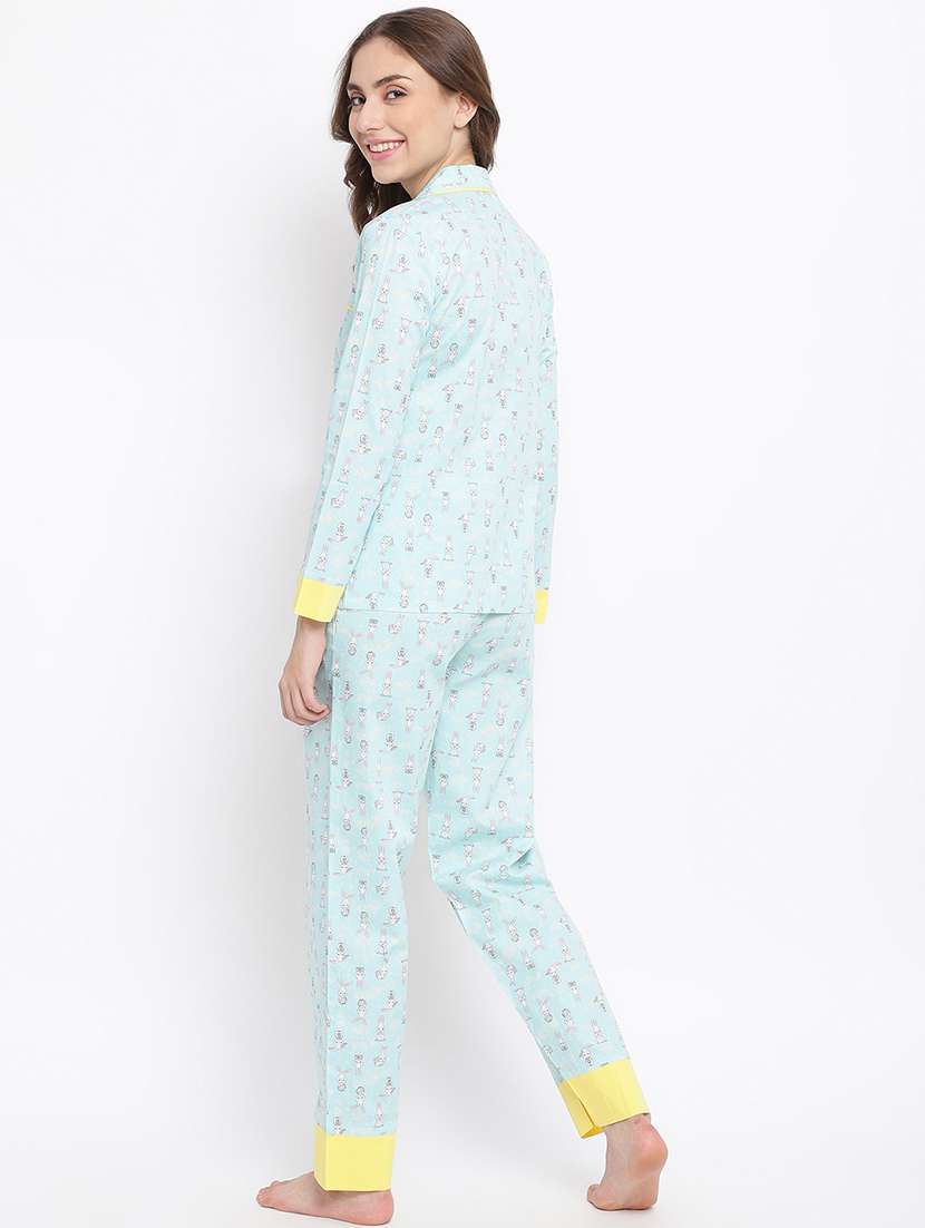 women printed nightwear pyjama set - 22016391 -  Standard Image - 4