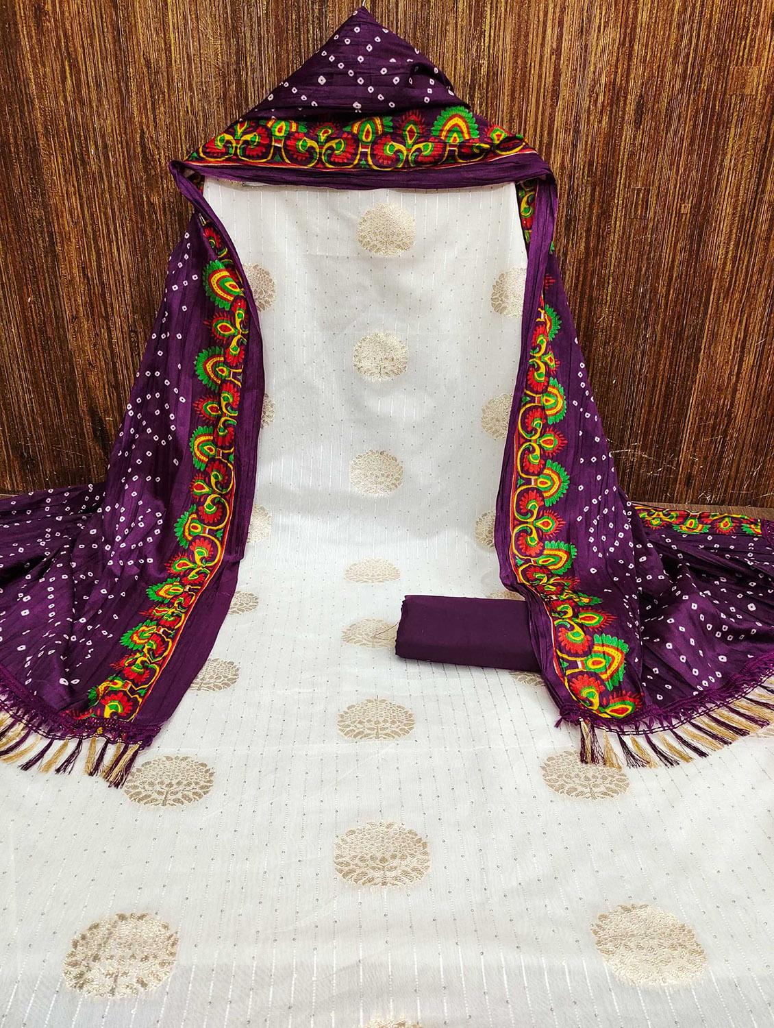 women self design zari work unstitched suit set - 22016410 - Standard Image - 1