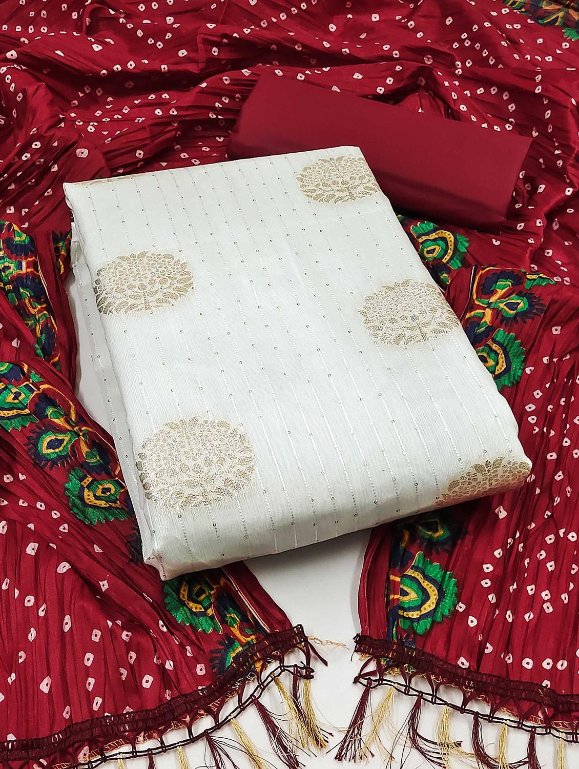 women self design zari work unstitched suit set - 22016411 - Zoom Image - 0