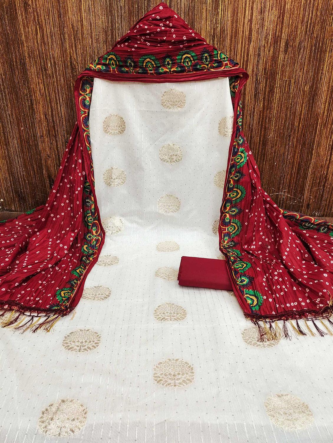 women self design zari work unstitched suit set - 22016411 - Standard Image - 1
