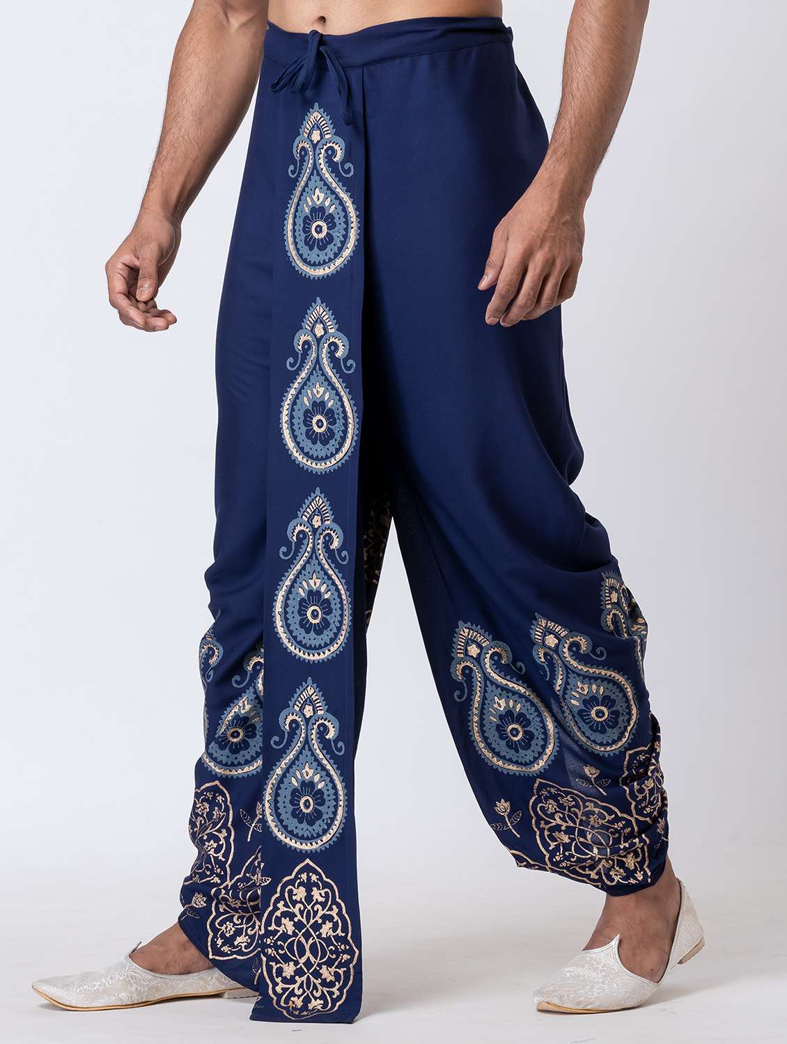 men printed mid rise draped dhoti - 22016466 -  Standard Image - 1