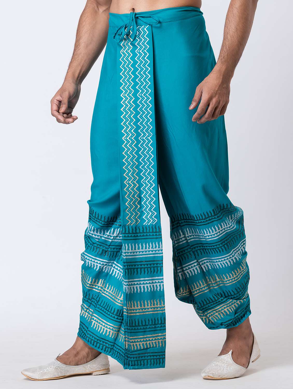 men printed mid rise draped dhoti - 22016468 -  Standard Image - 1