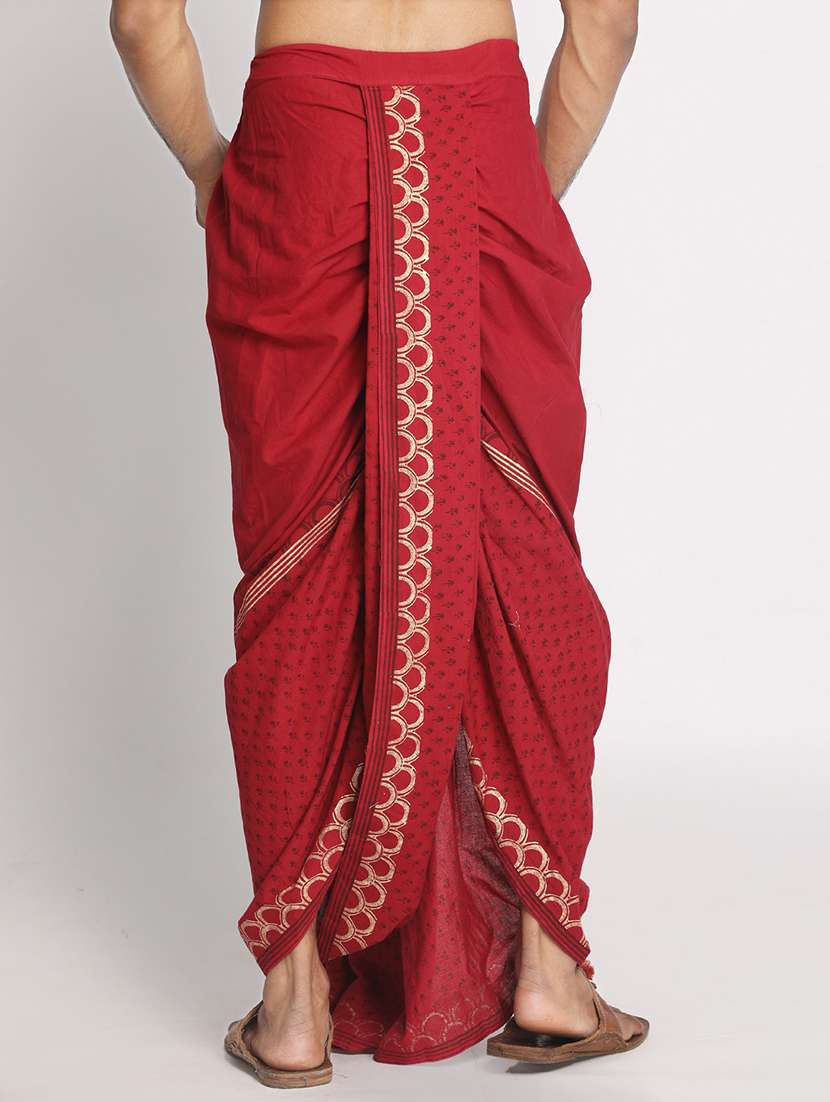 men printed mid rise draped dhoti - 22016470 - Standard Image - 1