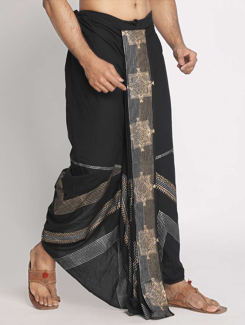 men printed mid rise draped dhoti - 22016475 -  Standard Image - 1