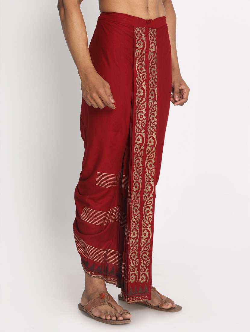 men printed mid rise draped dhoti - 22016476 - Standard Image - 1