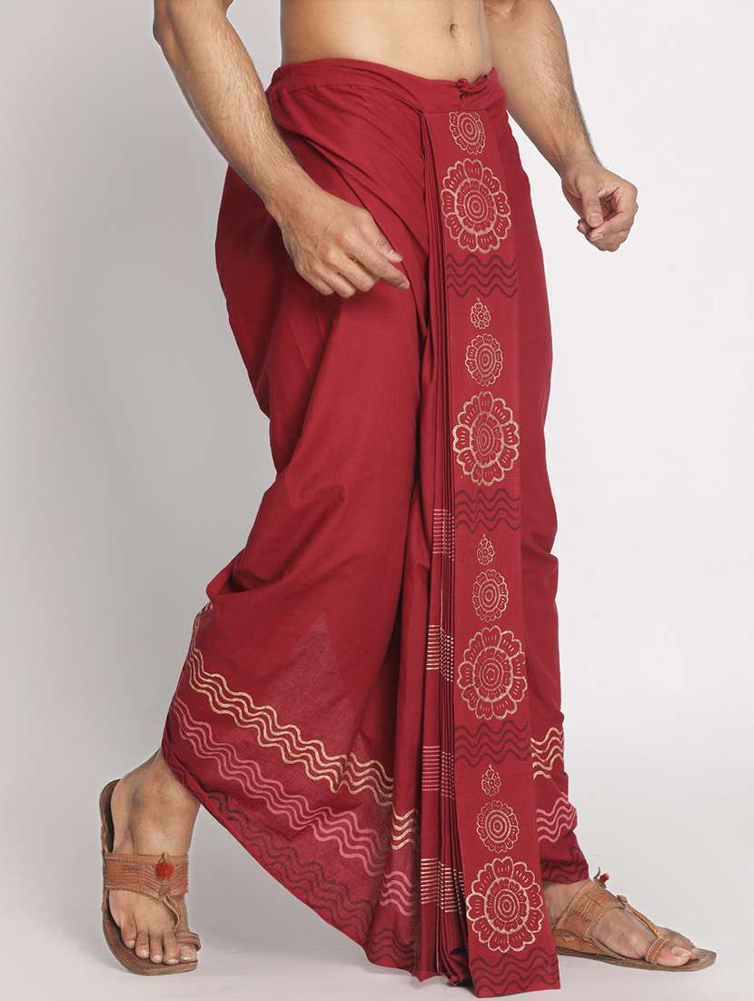 men printed mid rise draped dhoti - 22016483 - Standard Image - 1