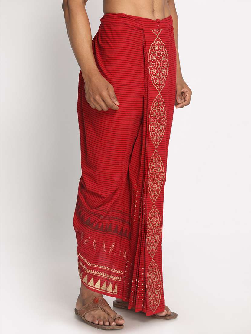 men printed mid rise draped dhoti - 22016488 -  Standard Image - 1