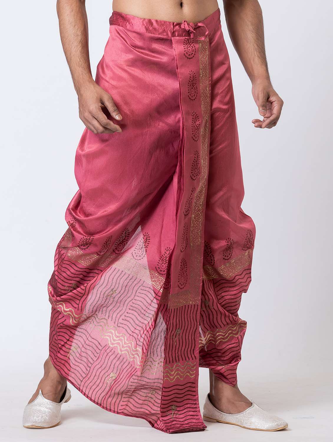 men printed mid rise draped dhoti - 22016490 -  Standard Image - 1