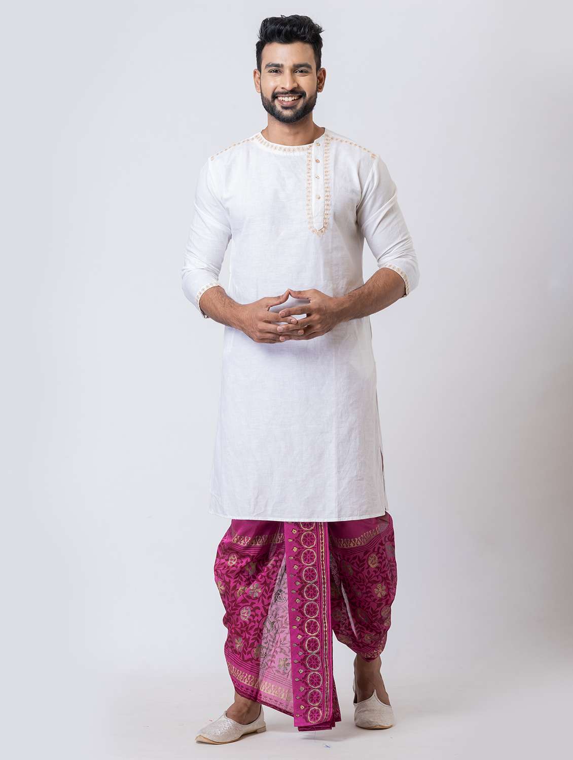 men printed mid rise draped dhoti - 22016493 -  Standard Image - 4