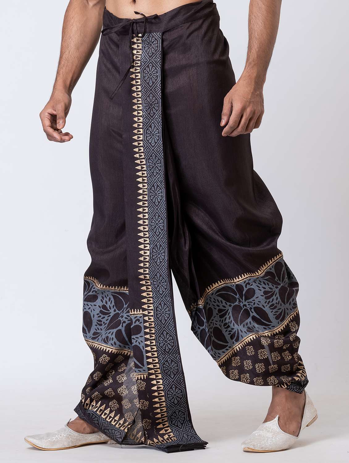 men printed mid rise draped dhoti - 22016495 -  Standard Image - 1