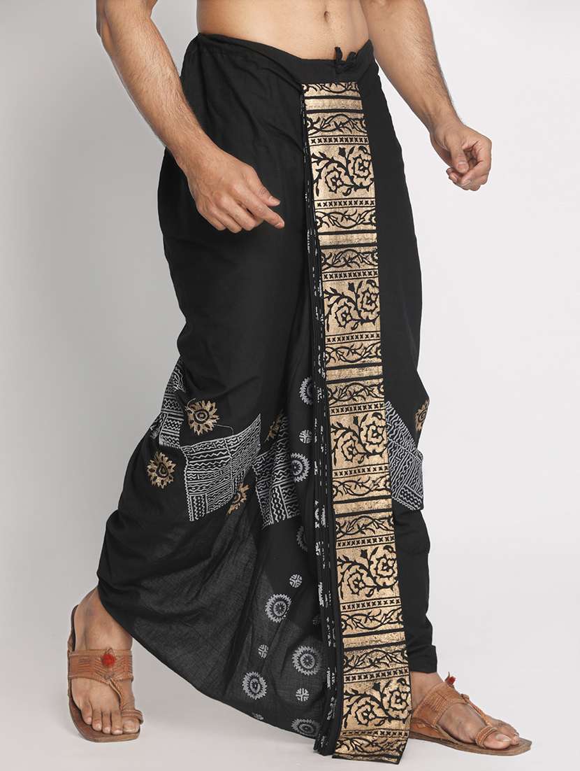 men printed mid rise draped dhoti - 22016499 -  Standard Image - 1