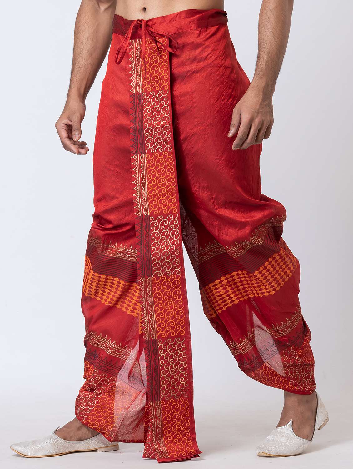 men printed mid rise draped dhoti - 22016500 -  Standard Image - 1