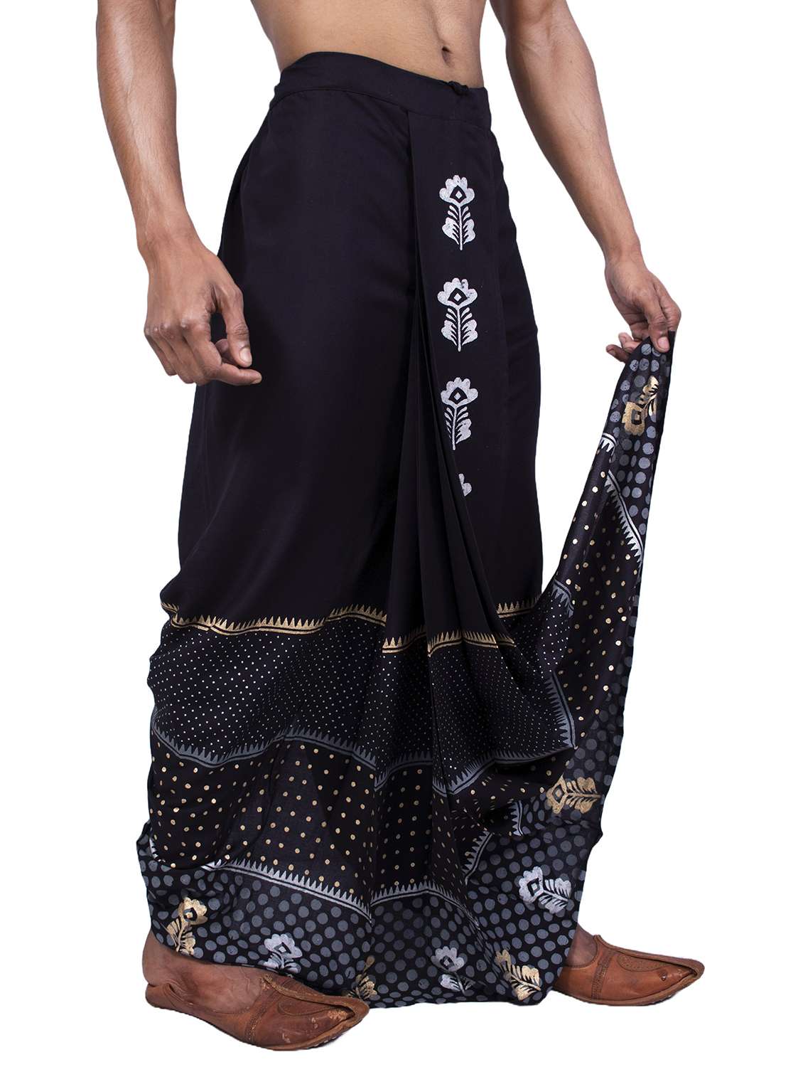 men printed mid rise draped dhoti - 22016501 -  Standard Image - 1