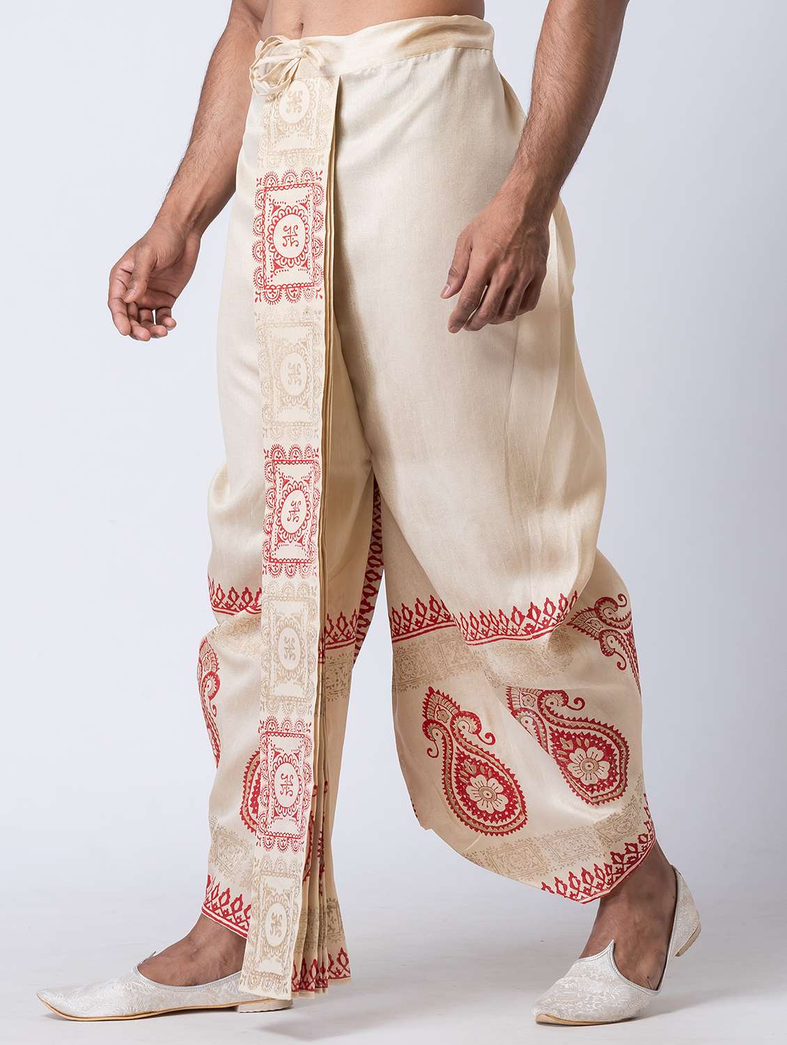 men printed mid rise draped dhoti - 22016502 -  Standard Image - 1