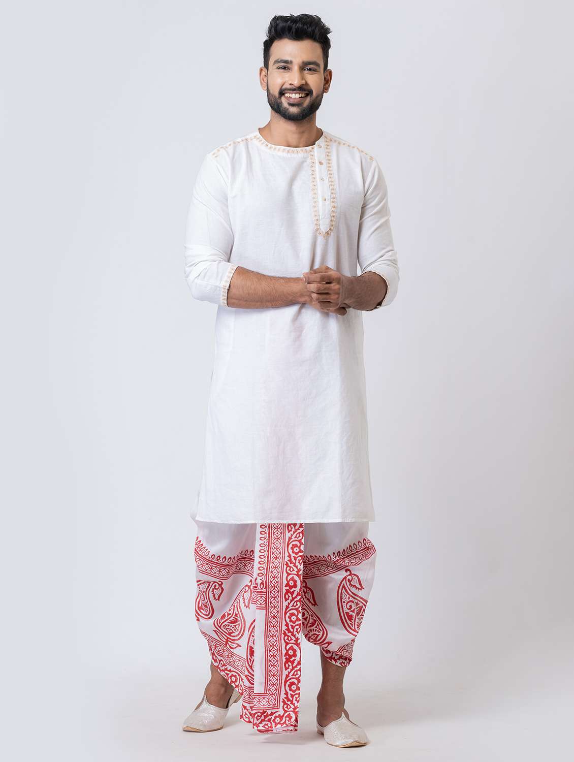 men printed mid rise draped dhoti - 22016506 -  Standard Image - 4
