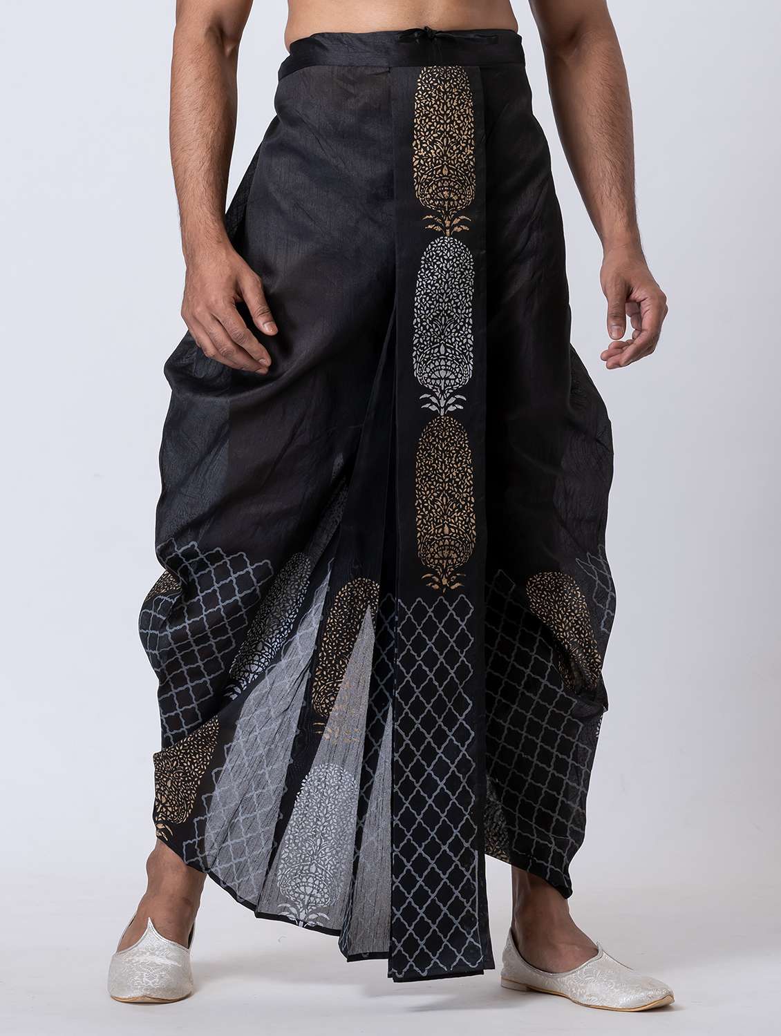 men printed mid rise draped dhoti - 22016509 -  Standard Image - 1