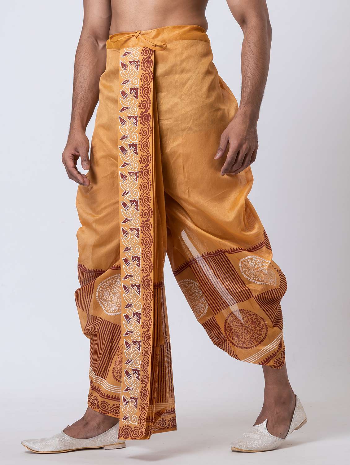 men printed mid rise draped dhoti - 22016514 -  Standard Image - 1