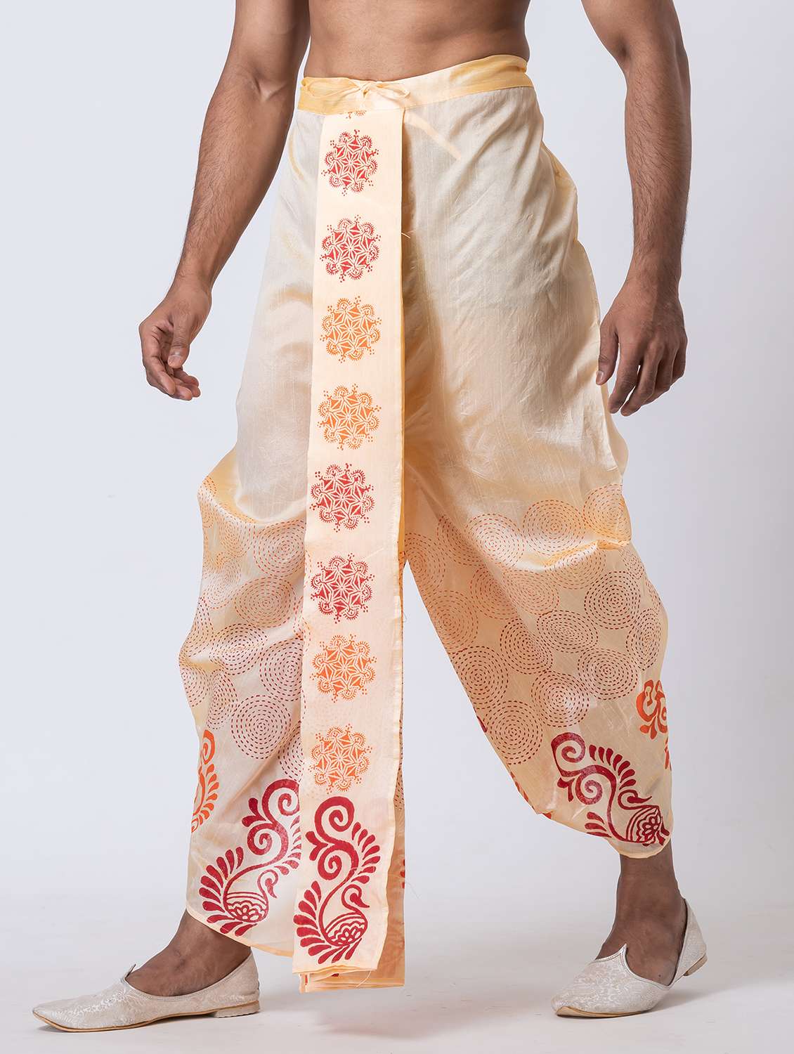 men printed mid rise draped dhoti - 22016516 -  Standard Image - 1
