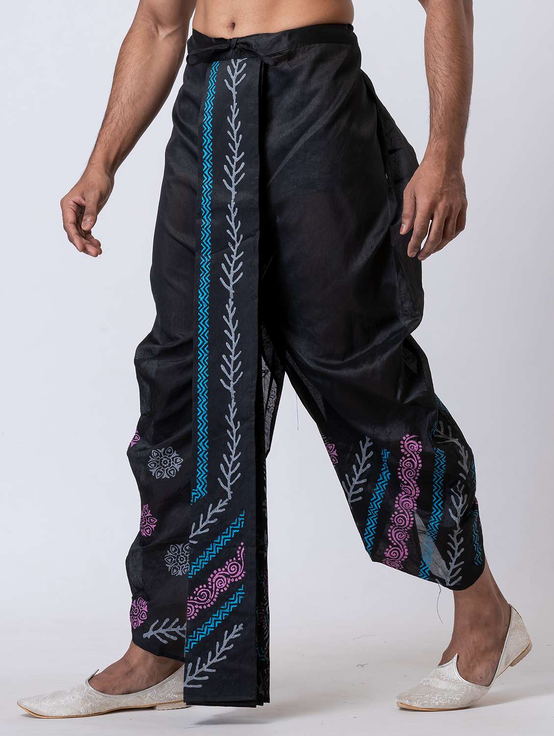 men printed mid rise draped dhoti - 22016522 -  Standard Image - 1