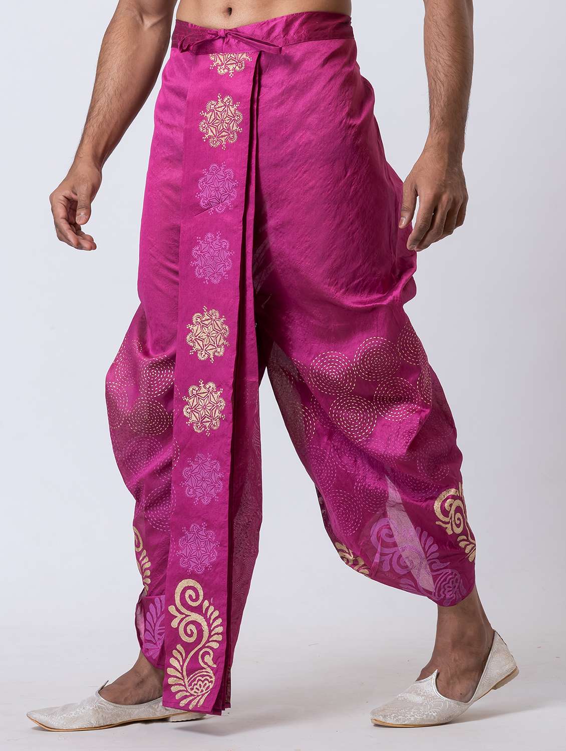 men printed mid rise draped dhoti - 22016527 -  Standard Image - 1