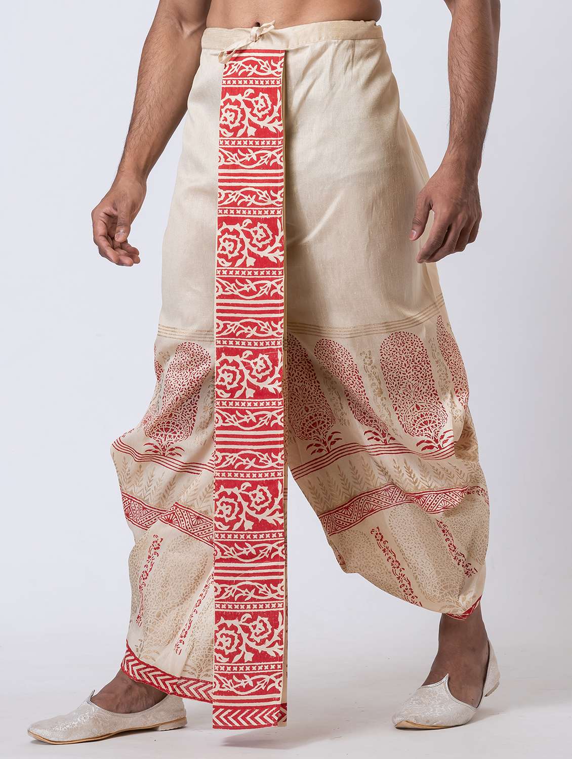 men printed mid rise draped dhoti - 22016528 -  Standard Image - 1